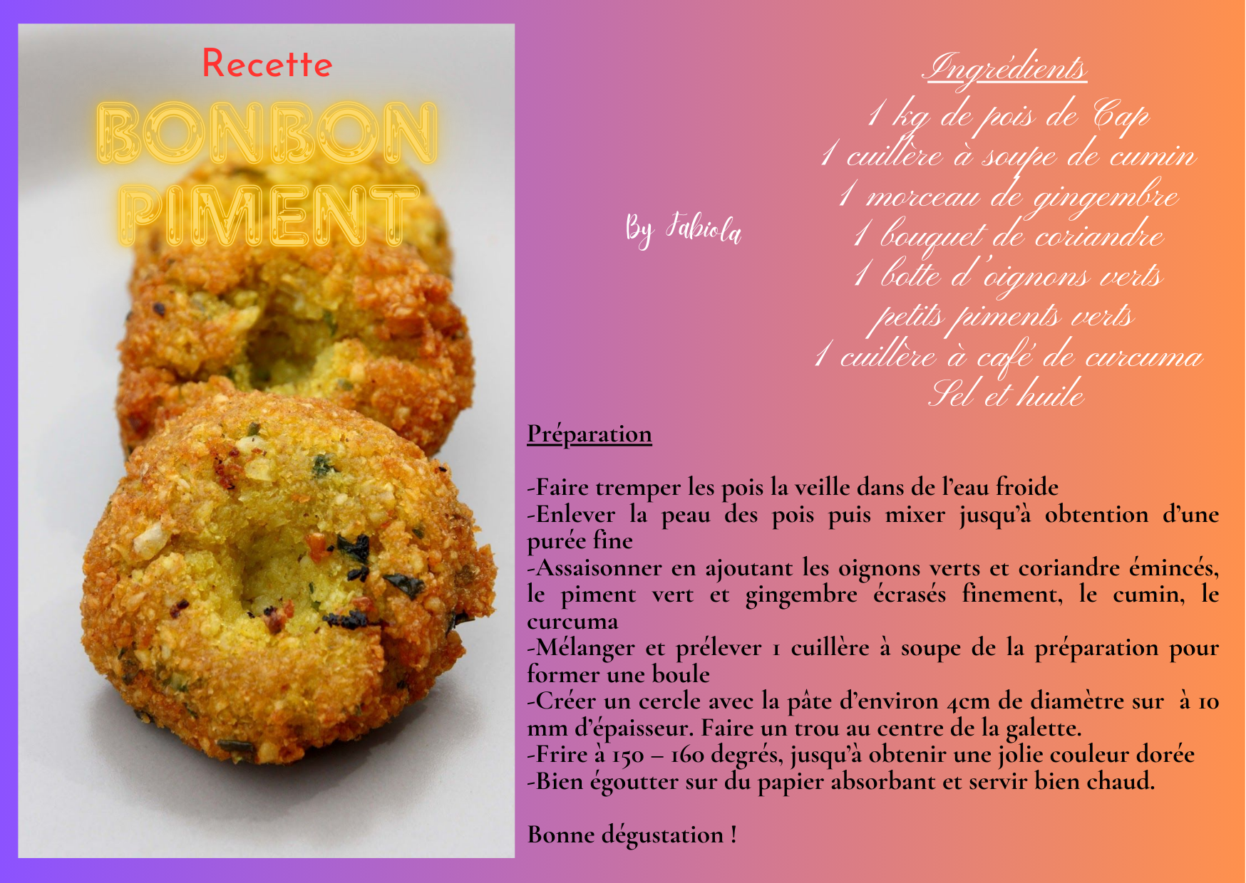 Recette Bonbon piment